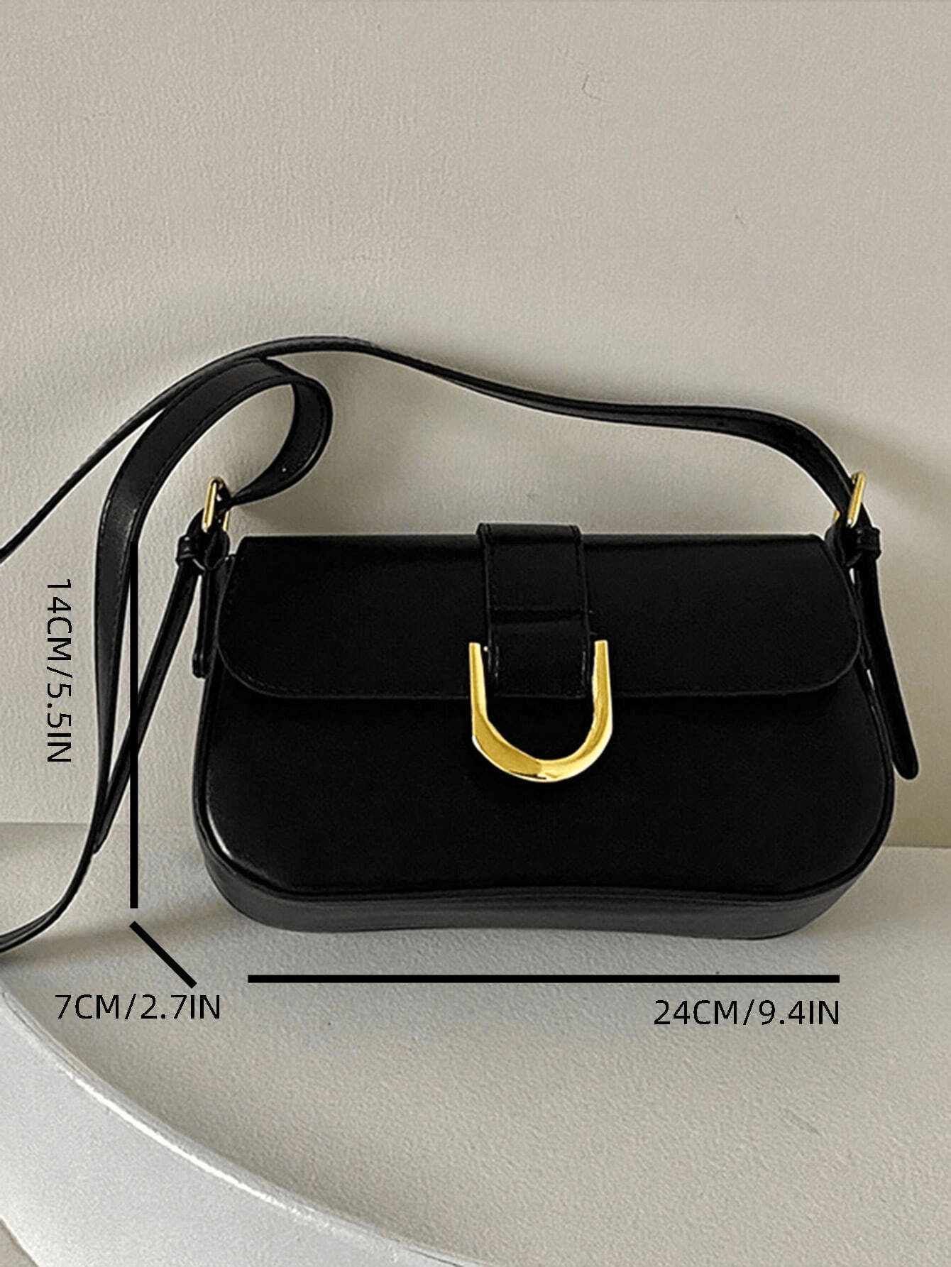 1pc Women's Patent PU Leather Baguette Bag, Burgundy, Y2K-5