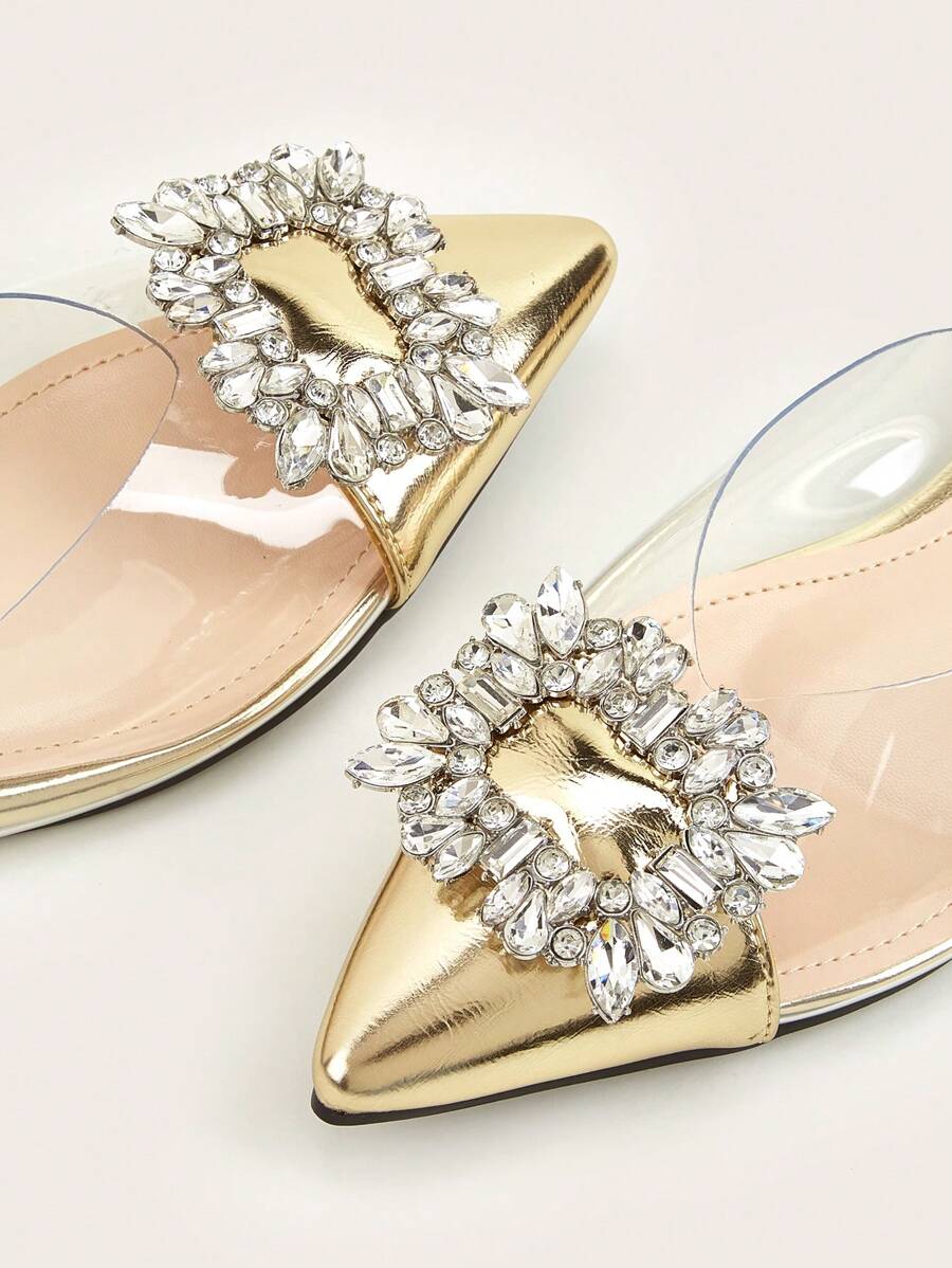 2024 Popular Transparent Pointed Toe Women's Slippers gold-5