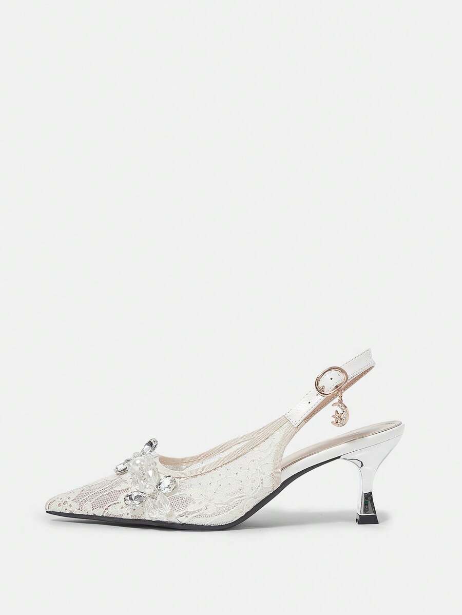 CUCCOO HITCHD Women's Burgundy Sparkle Bowknot Pointed Toe Ankle Strap -2