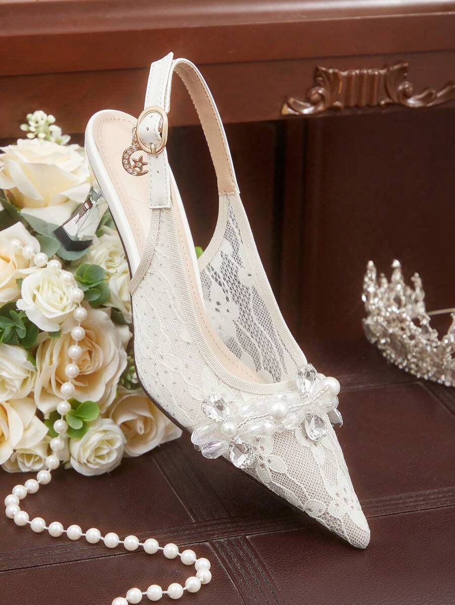 CUCCOO HITCHD Women's Burgundy Sparkle Bowknot Pointed Toe Ankle Strap -4