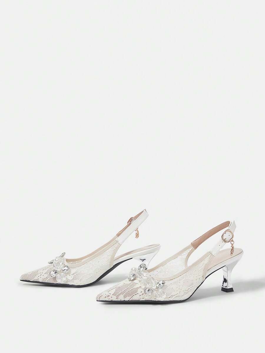 CUCCOO HITCHD Women's Burgundy Sparkle Bowknot Pointed Toe Ankle Strap -5