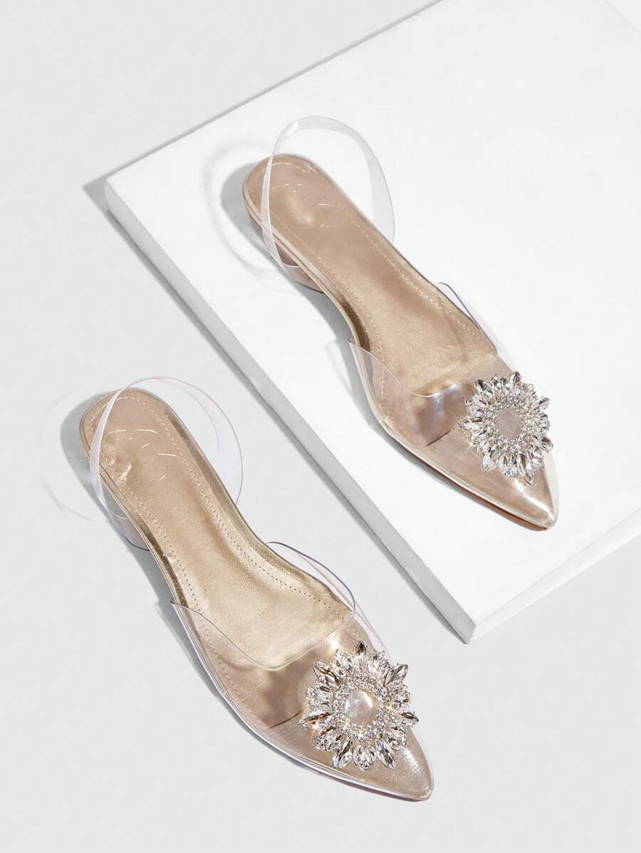 CUCCOO SZL Women Floral Crystal Decor Fashionable Slingback gold-5