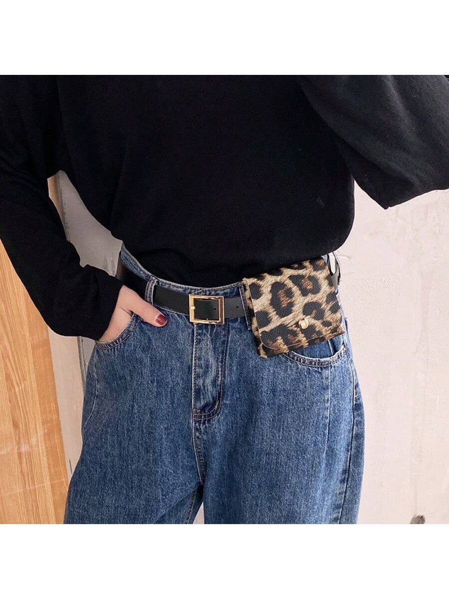 European & American Style Leopard Pattern Hip Pack, Detachable Belt-3