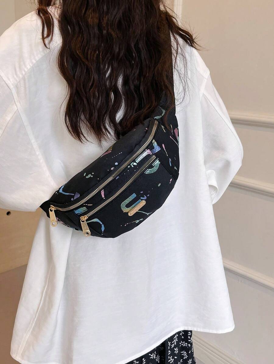 Fashion Ladies Waist Bag Shoulder Crossbody Bag Gold Foil Coin Purse Chest Bag-2