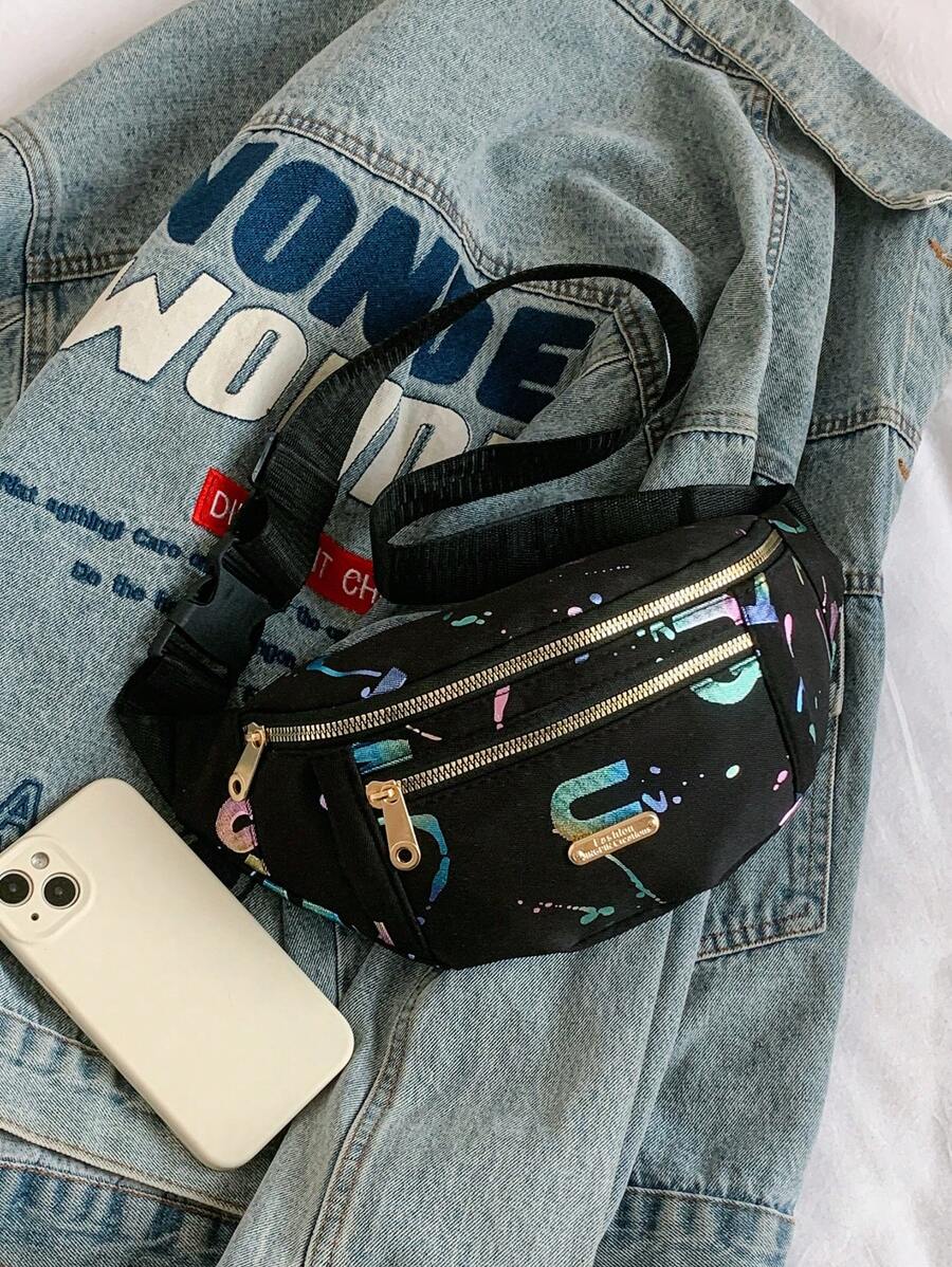 Fashion Ladies Waist Bag Shoulder Crossbody Bag Gold Foil Coin Purse Chest Bag-9