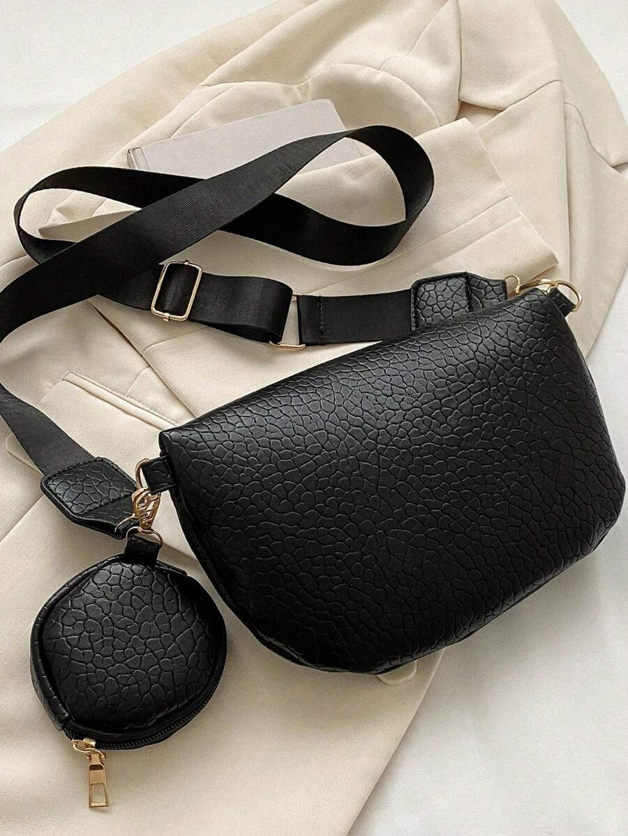 Fashion Solid Color PU Leather Chest Bag With Coin Purse, Retro Wide Strap Outdoor Travel Fanny Pack -4