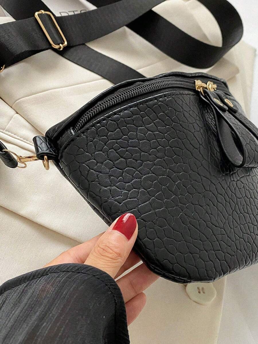 Fashion Solid Color PU Leather Chest Bag With Coin Purse, Retro Wide Strap Outdoor Travel Fanny Pack -5