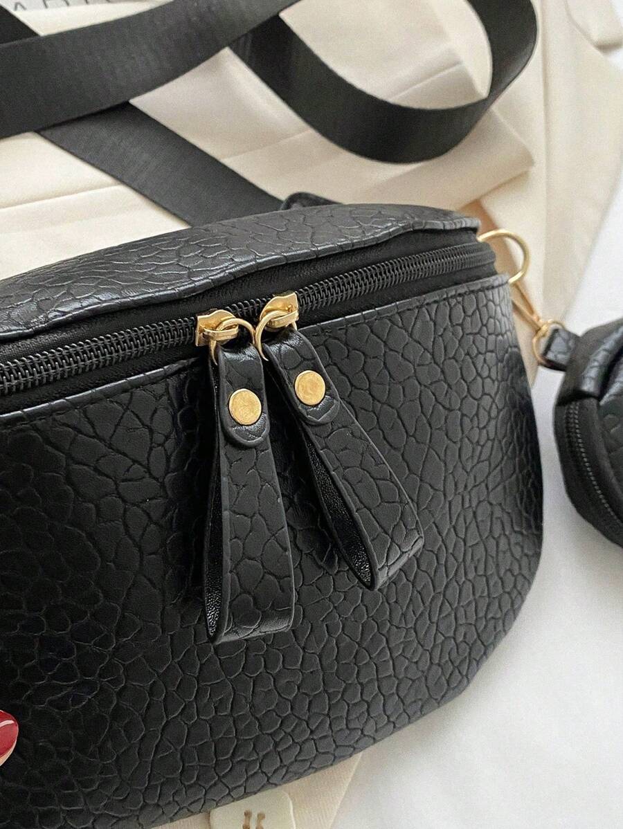 Fashion Solid Color PU Leather Chest Bag With Coin Purse, Retro Wide Strap Outdoor Travel Fanny Pack -6