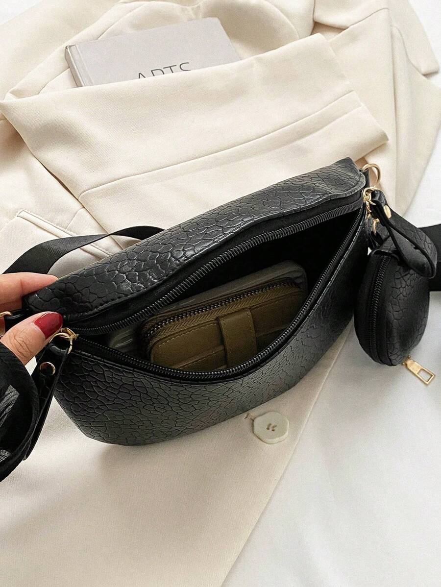 Fashion Solid Color PU Leather Chest Bag With Coin Purse, Retro Wide Strap Outdoor Travel Fanny Pack -7