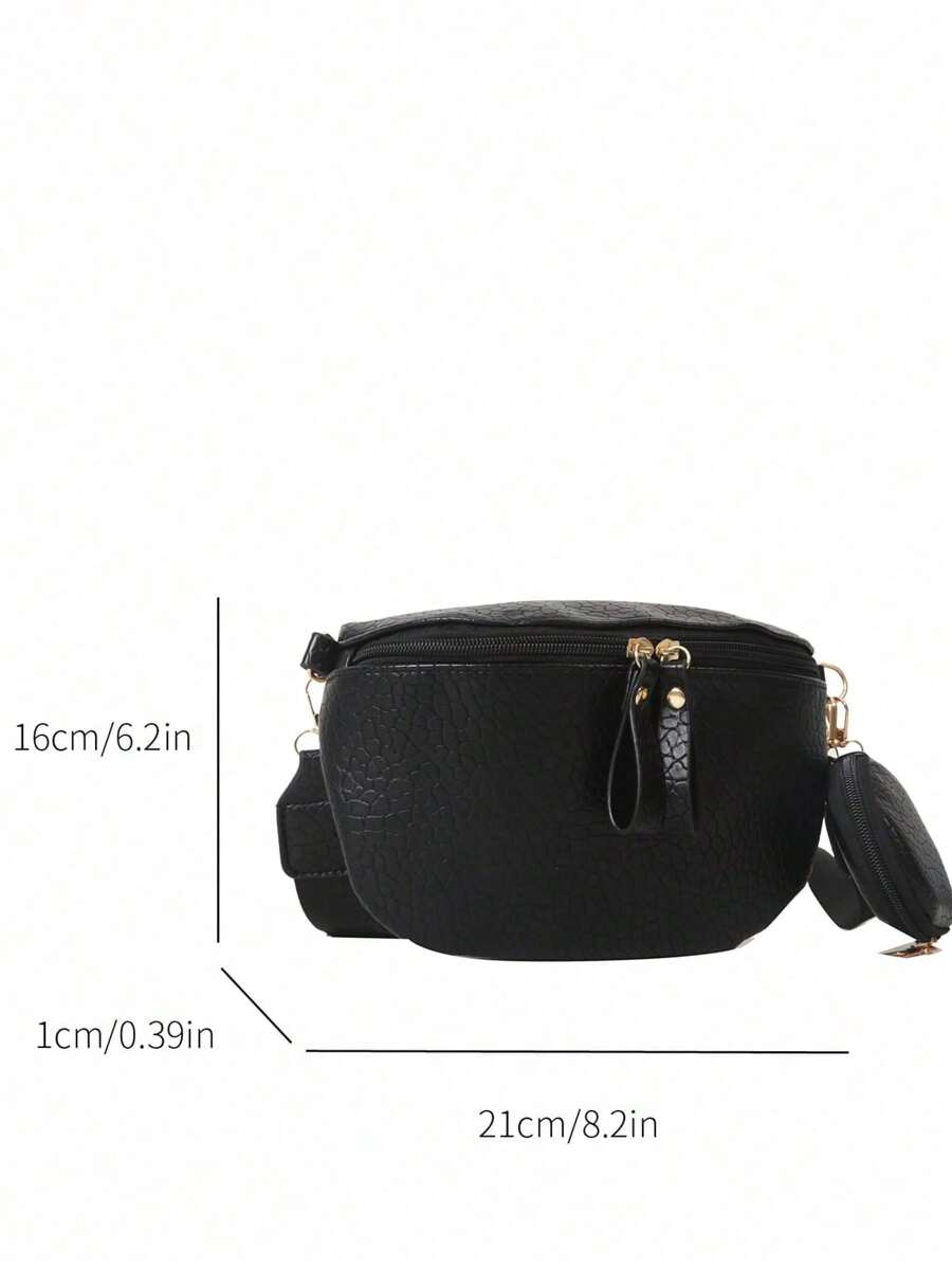 Fashion Solid Color PU Leather Chest Bag With Coin Purse, Retro Wide Strap Outdoor Travel Fanny Pack -8