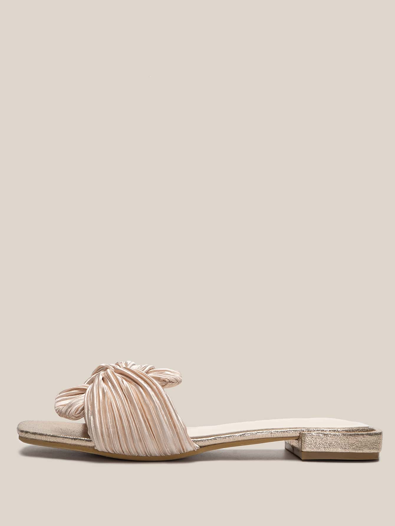 Fashionable Outdoor Flat Slippers For Women, Twist Decor Fabric Open Toe Slide Sandals-3