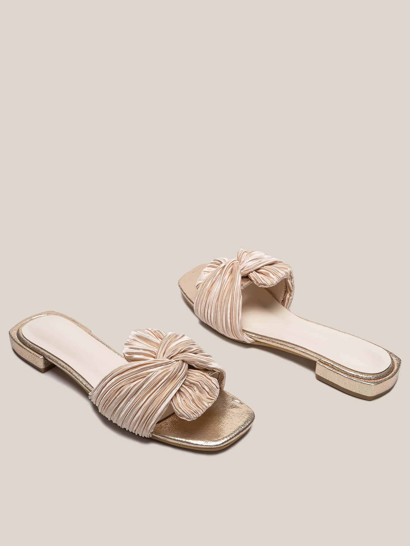 Fashionable Outdoor Flat Slippers For Women, Twist Decor Fabric Open Toe Slide Sandals-4