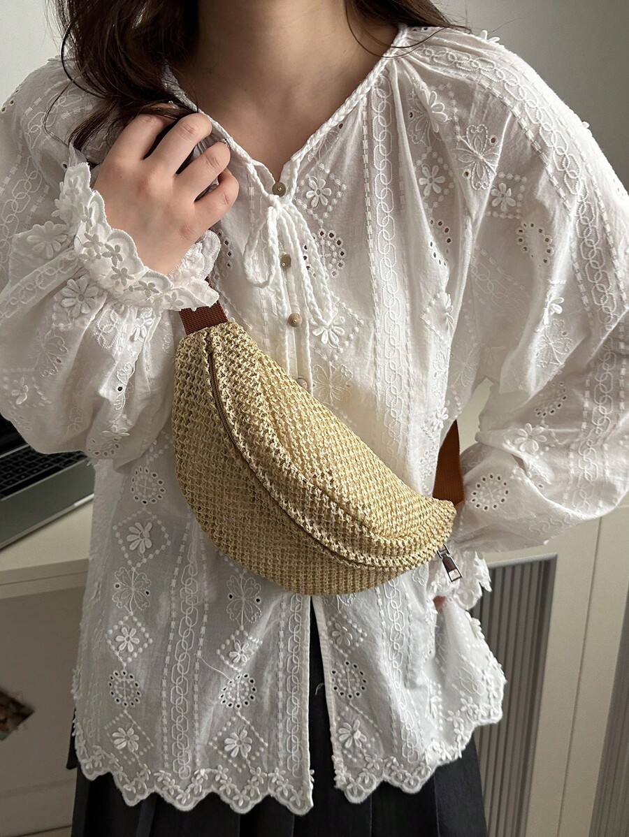 Fashionable Woven Women Handbag, Hollow Out Crossbody Bag-3