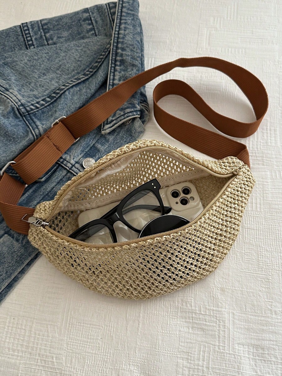 Fashionable Woven Women Handbag, Hollow Out Crossbody Bag-8