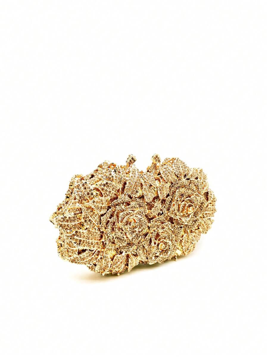 Glitter Bling,Shiny Glamorous,Elegant,Exquisite Luxurious Flower Design Gold-3