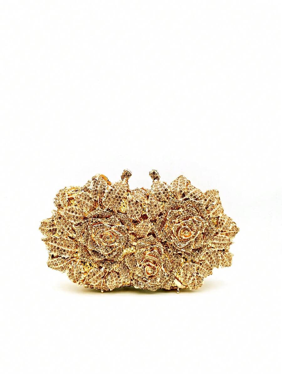Glitter Bling,Shiny Glamorous,Elegant,Exquisite Luxurious Flower Design Gold-7