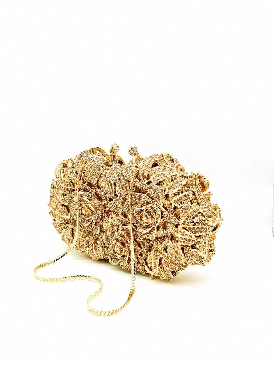 Glitter Bling,Shiny Glamorous,Elegant,Exquisite Luxurious Flower Design Gold-8