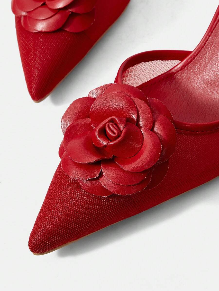 MOTF PREMIUM WOMEN'S FASHION POINTED TOE 3D FLOWER DECOR HIGH HEEL SHOES-6