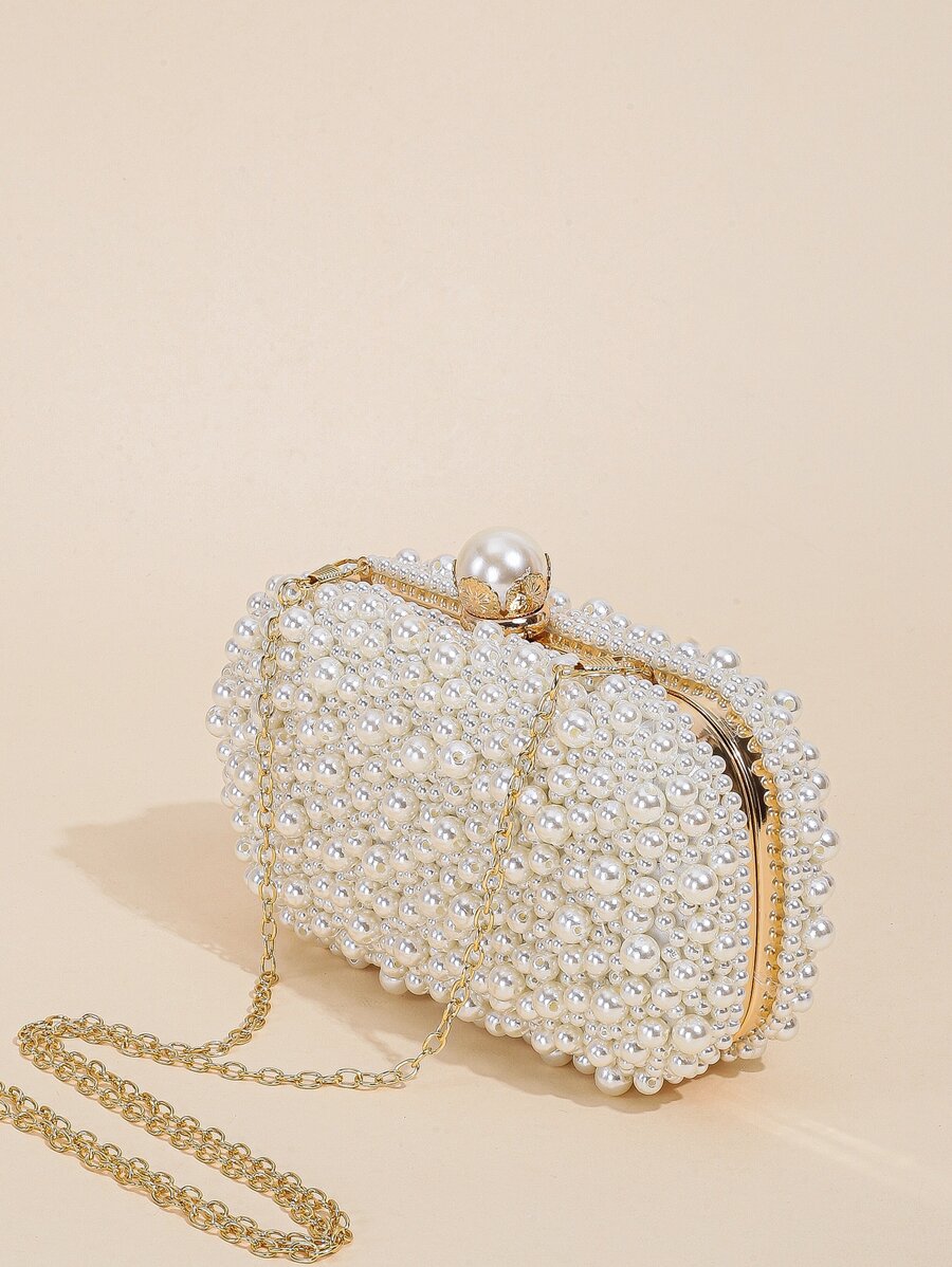Mini Double-Sided Pearl Beaded Hand Embroidery Clutch-2