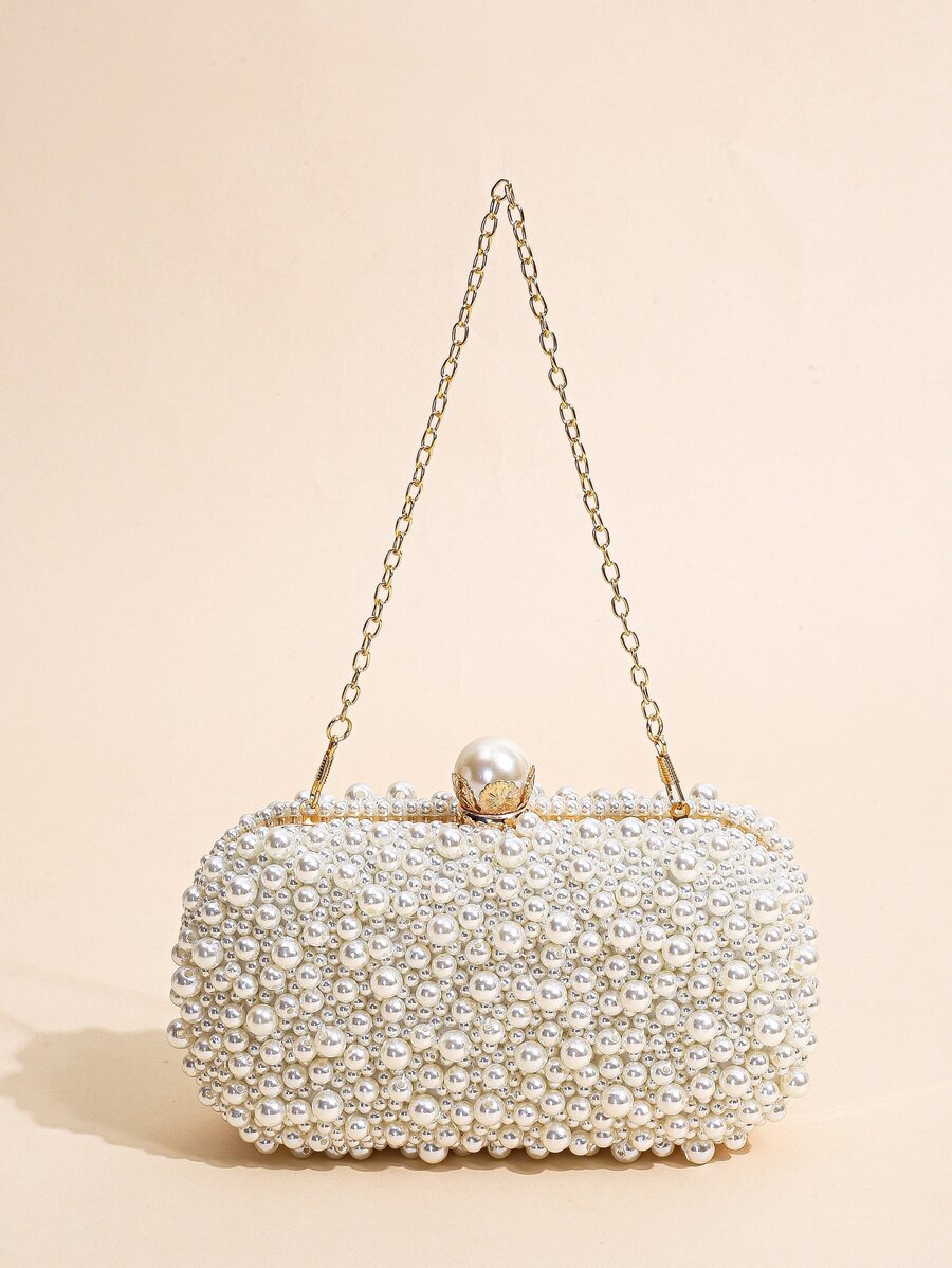 Mini Double-Sided Pearl Beaded Hand Embroidery Clutch-3