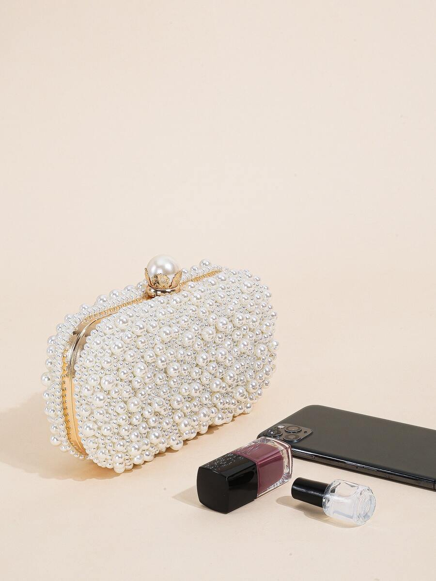 Mini Double-Sided Pearl Beaded Hand Embroidery Clutch-4