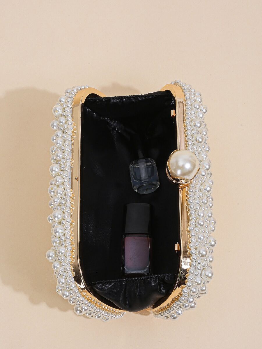 Mini Double-Sided Pearl Beaded Hand Embroidery Clutch-5