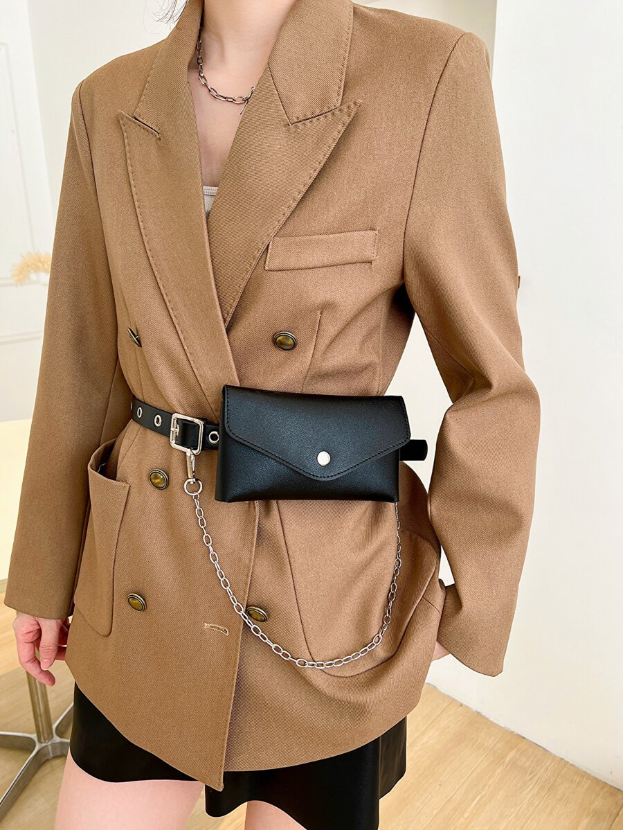 Minimalist Flap Belt Bag, Preppy Bum Bag For The First Day Of School-3