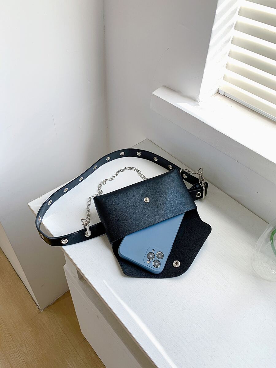 Minimalist Flap Belt Bag, Preppy Bum Bag For The First Day Of School-5