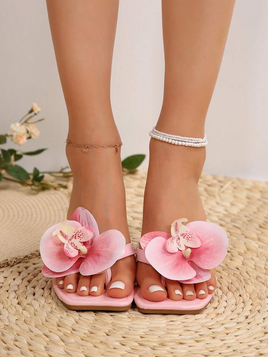 New Floral Beach Shoes Women's Flat Plus Size Sandals-7