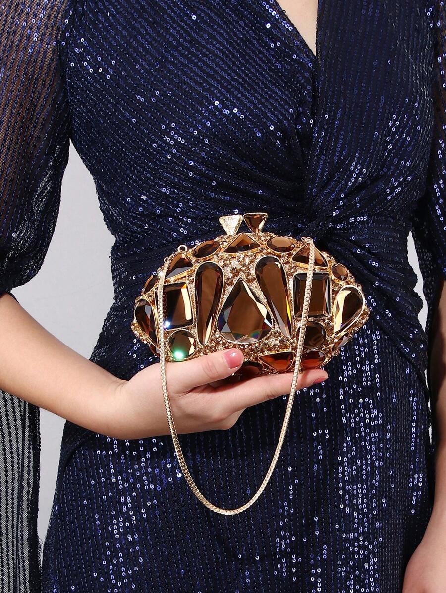 Newly Launched Rhinestone Decorated Evening Bag, Suitable For Daily Matching-7