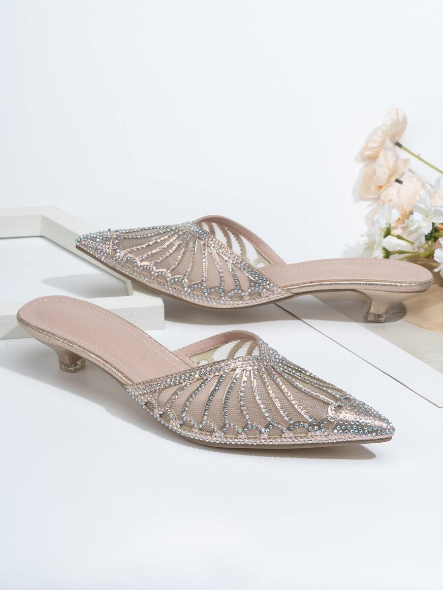 Rhinestone Decor Point Toe Mule Pumps Valentines-2