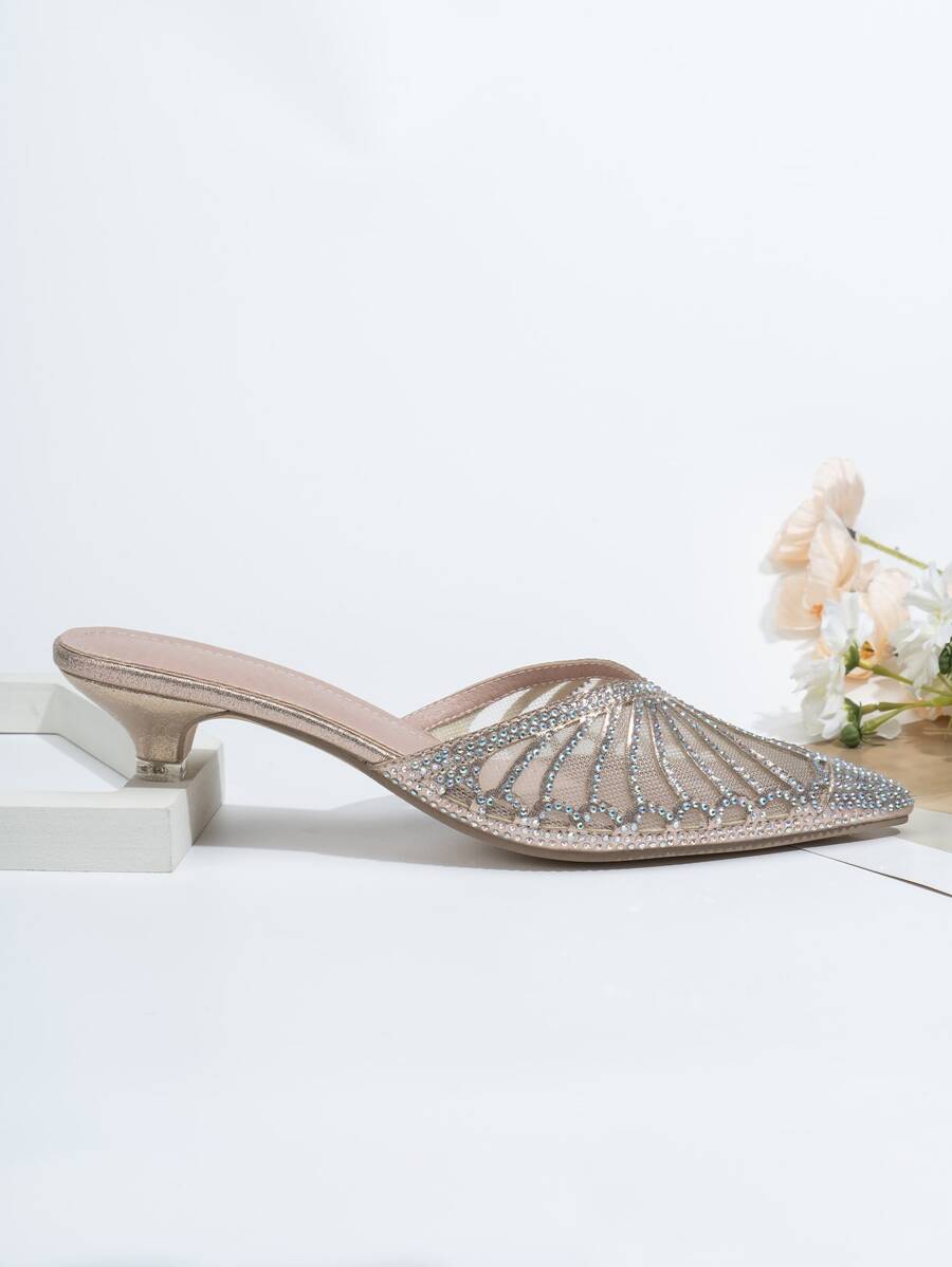 Rhinestone Decor Point Toe Mule Pumps Valentines-3