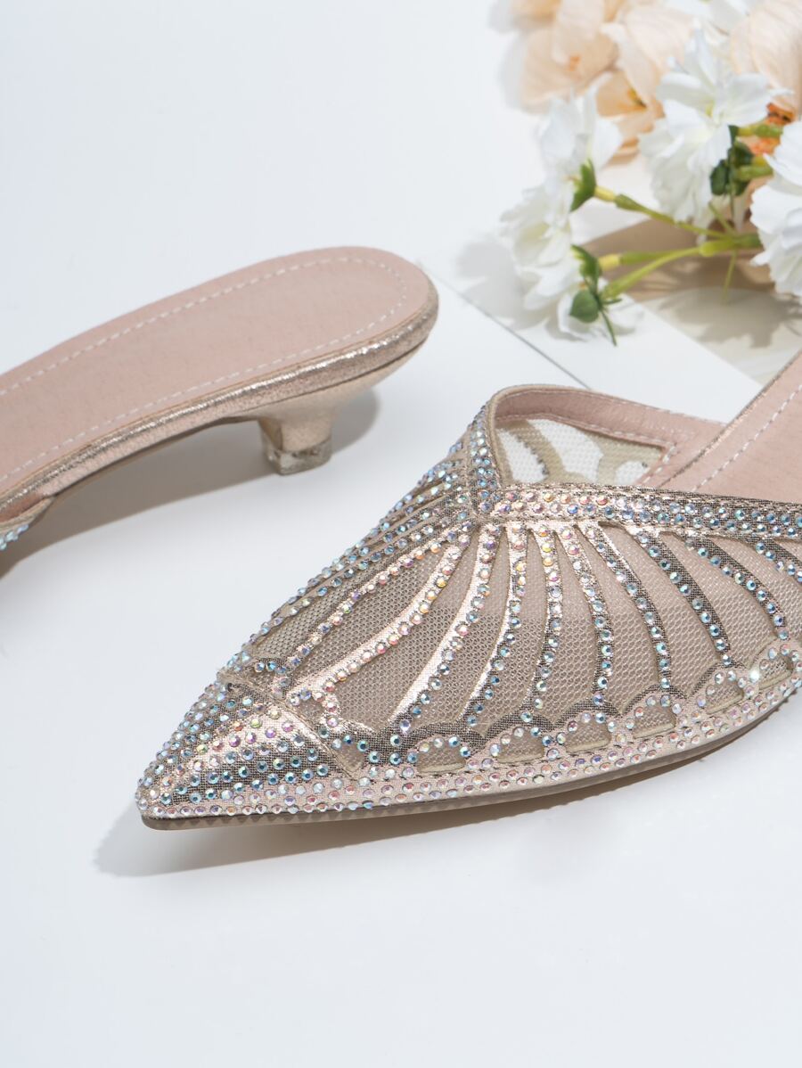 Rhinestone Decor Point Toe Mule Pumps Valentines-4