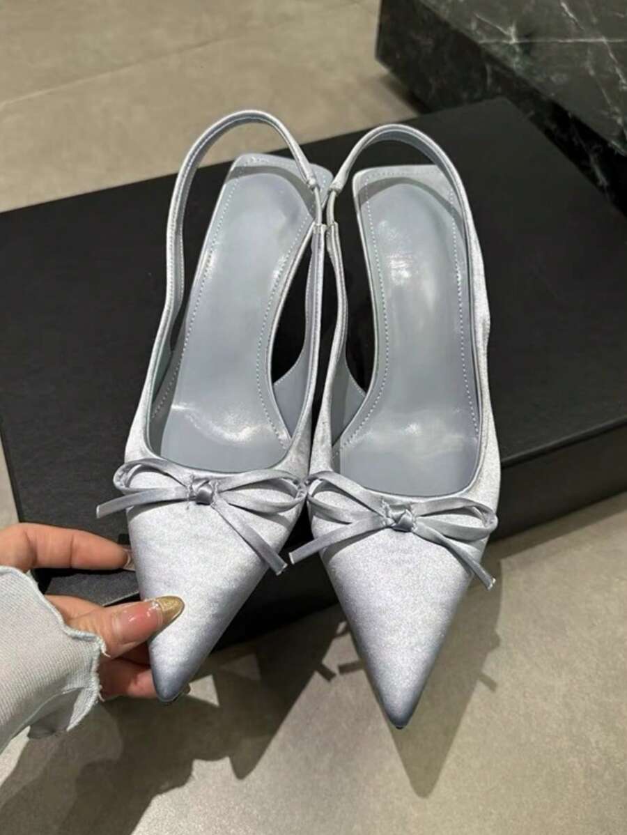 Unique High Heel Leopard Closed Toe Sandals, Bowknot Pointed Toe Elegant Ladies Shoes-2