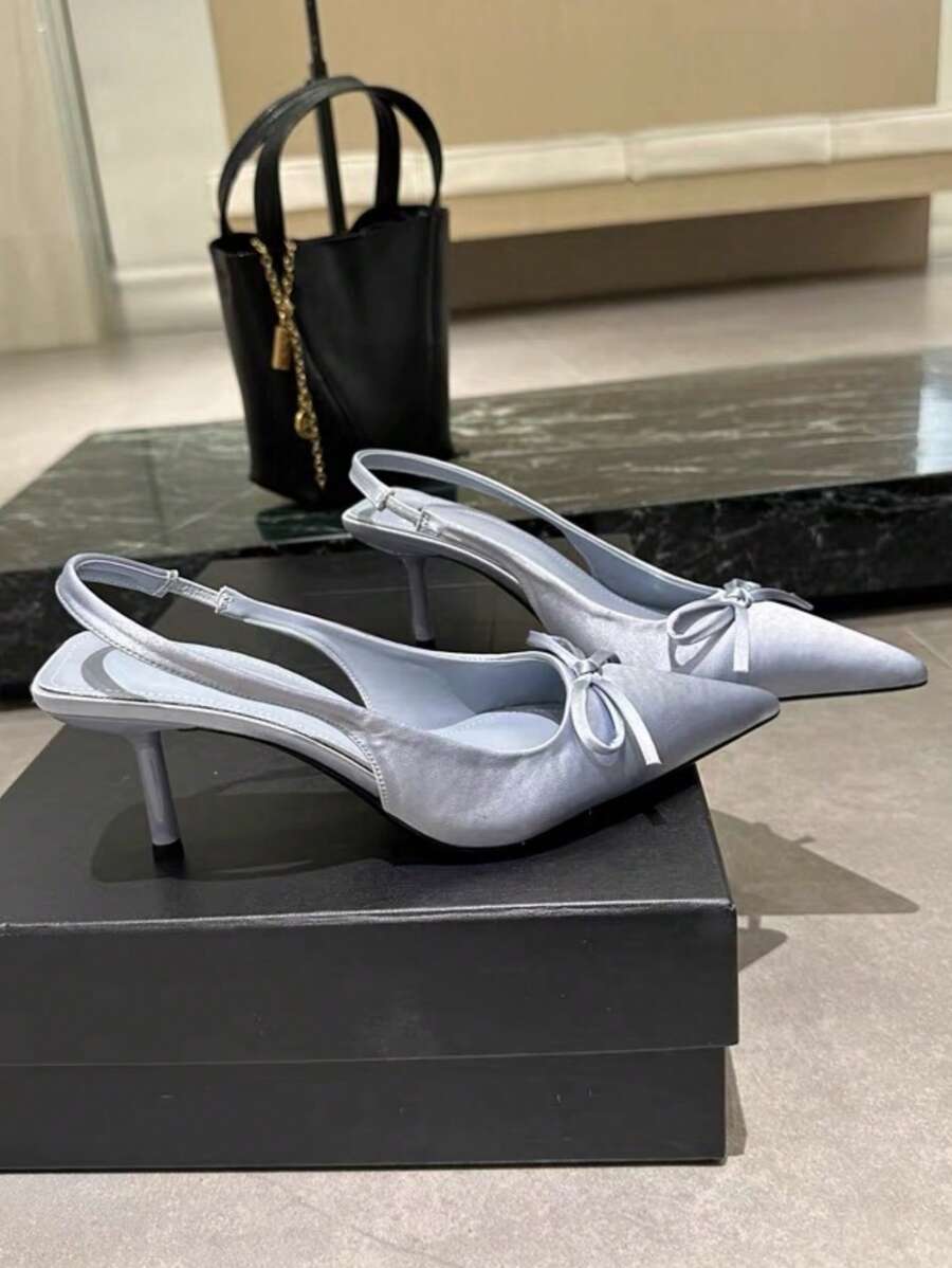 Unique High Heel Leopard Closed Toe Sandals, Bowknot Pointed Toe Elegant Ladies Shoes-3