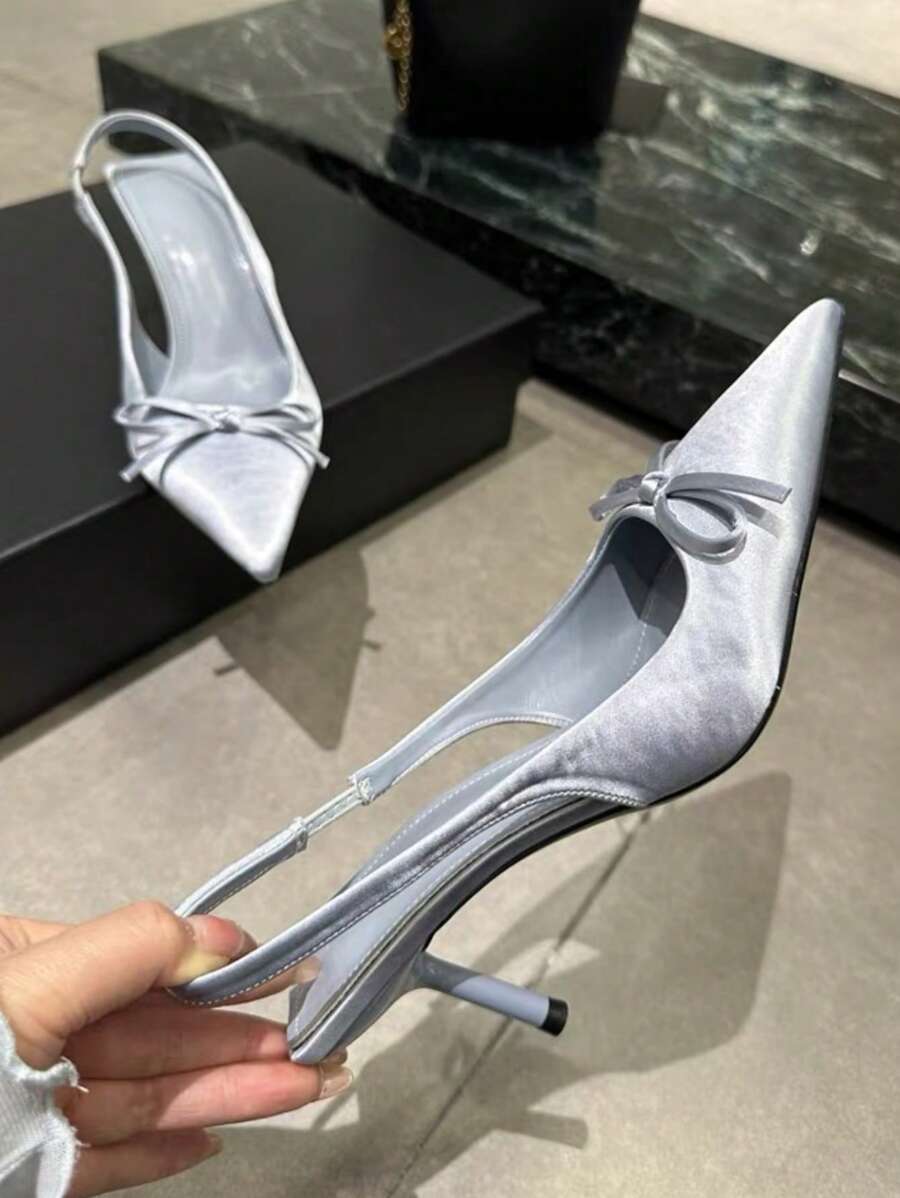 Unique High Heel Leopard Closed Toe Sandals, Bowknot Pointed Toe Elegant Ladies Shoes-4