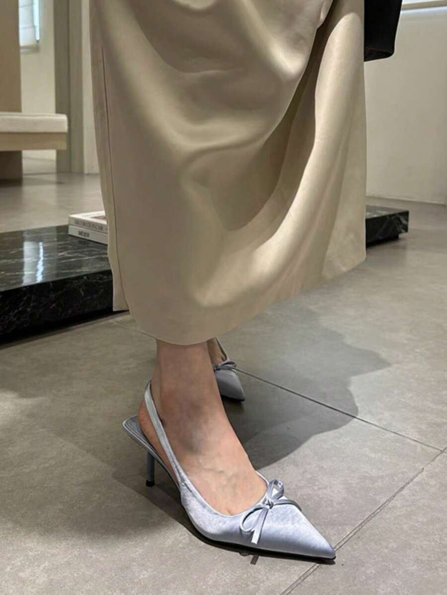 Unique High Heel Leopard Closed Toe Sandals, Bowknot Pointed Toe Elegant Ladies Shoes-6