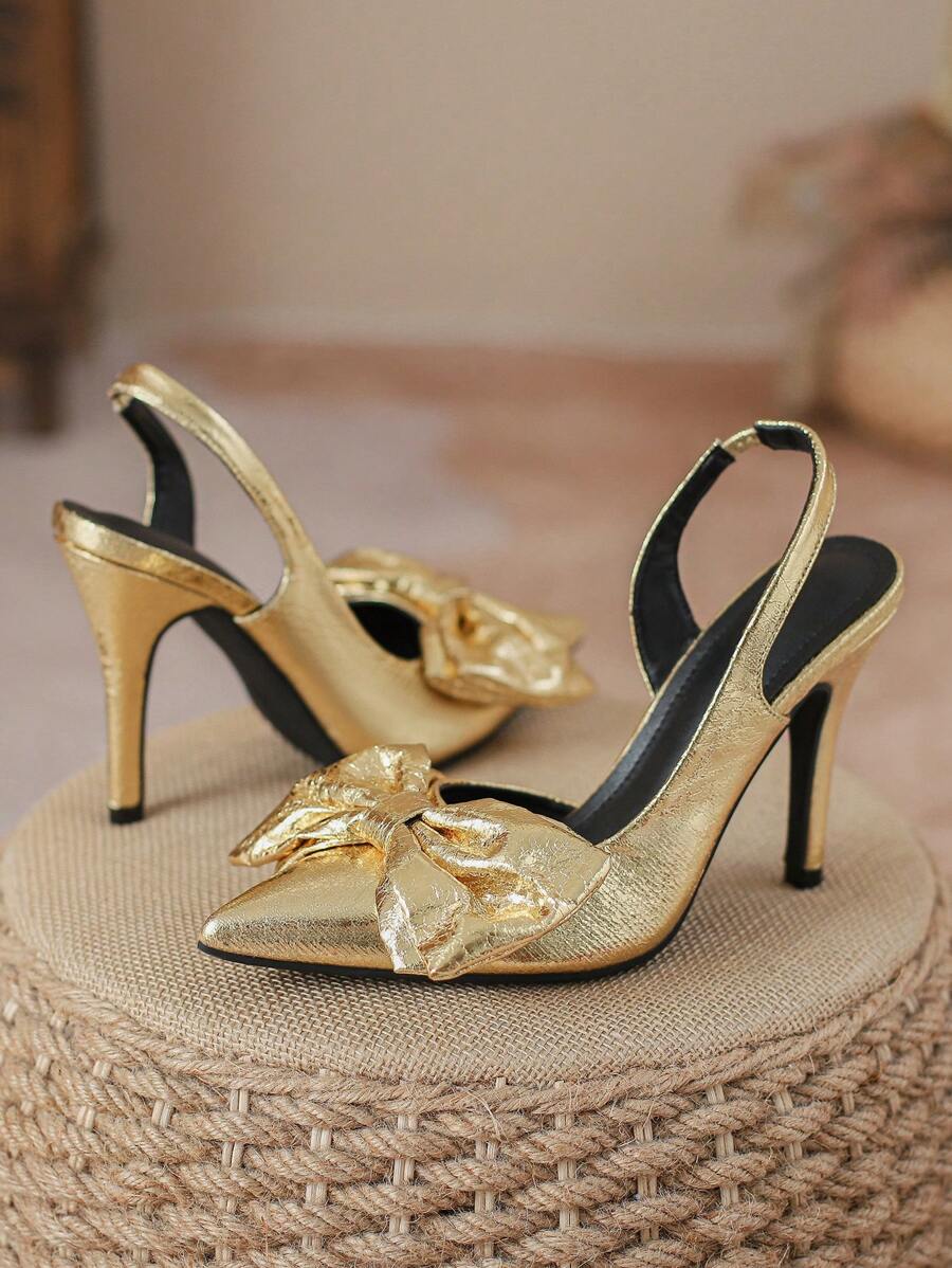 Women's Elegant And Sexy Pointed Toe High Heeled Sandals gold-7