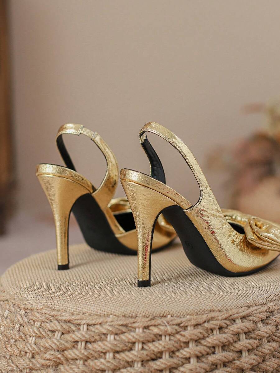 Women's Elegant And Sexy Pointed Toe High Heeled Sandals gold-8