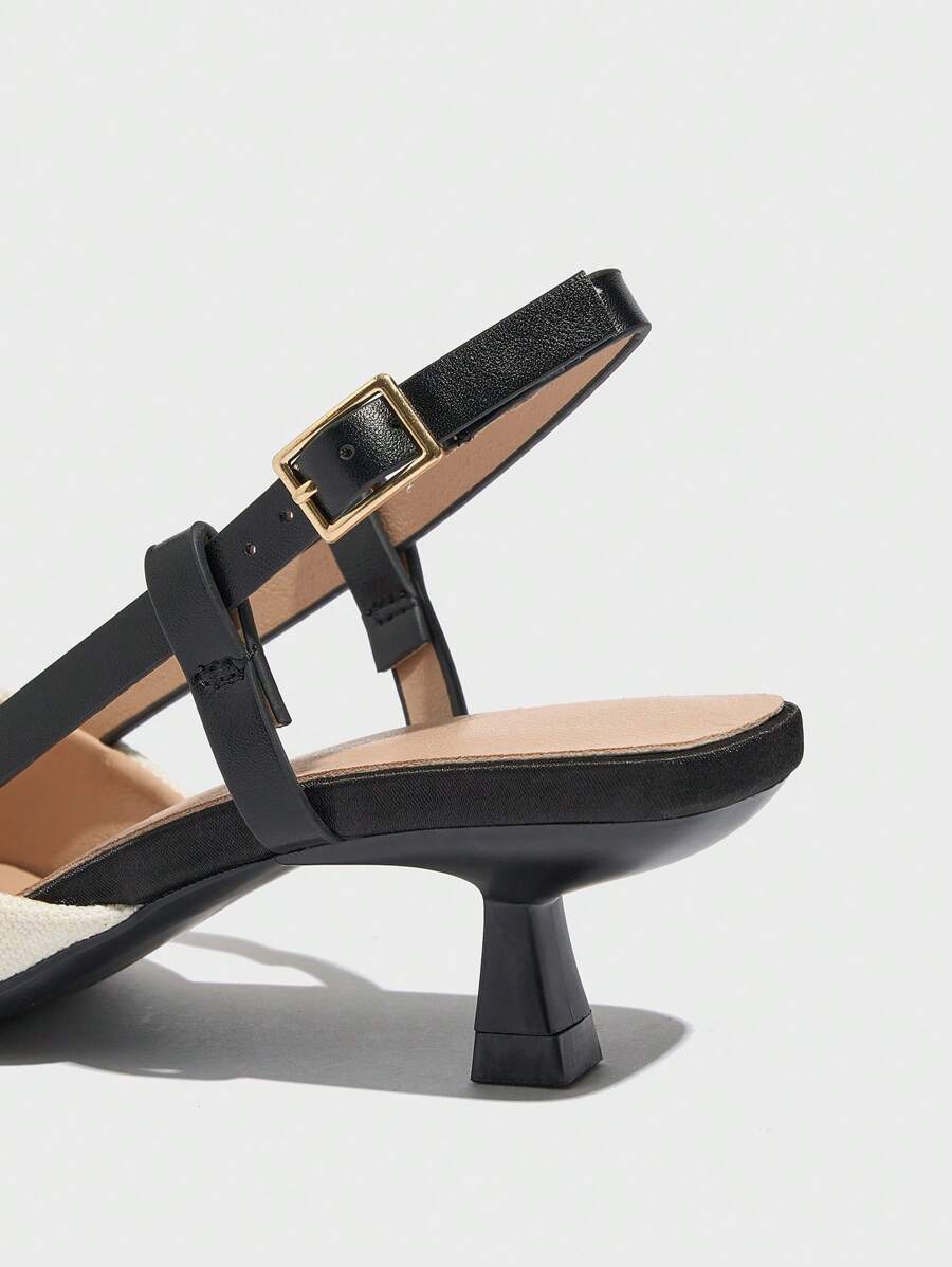 Women's Pointy Toe Chain Embellished Floral Embroidery Kitten Heel Slip-On Pumps mullticolor-6