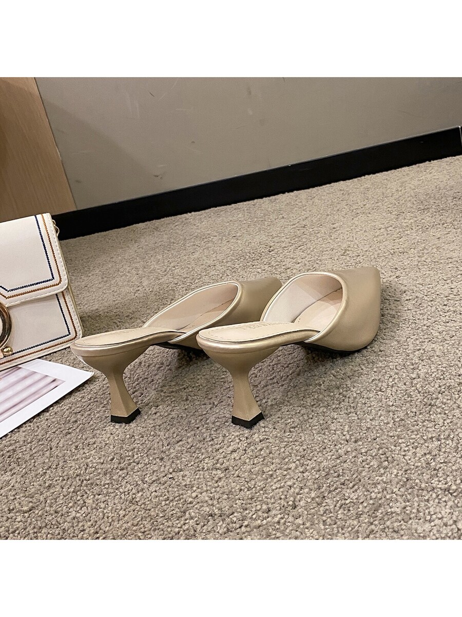 Women's Rhinestone Decorated Pointed Toe High Heel Slip On Sandals gold-3