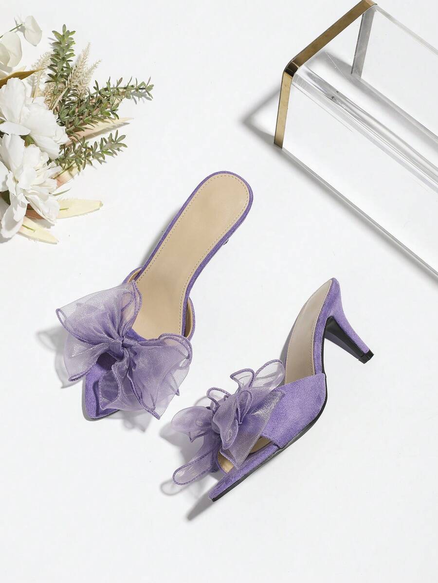 Women's Suede-Like Decal Decorated Peep Toe High Heel Sandals purple-2