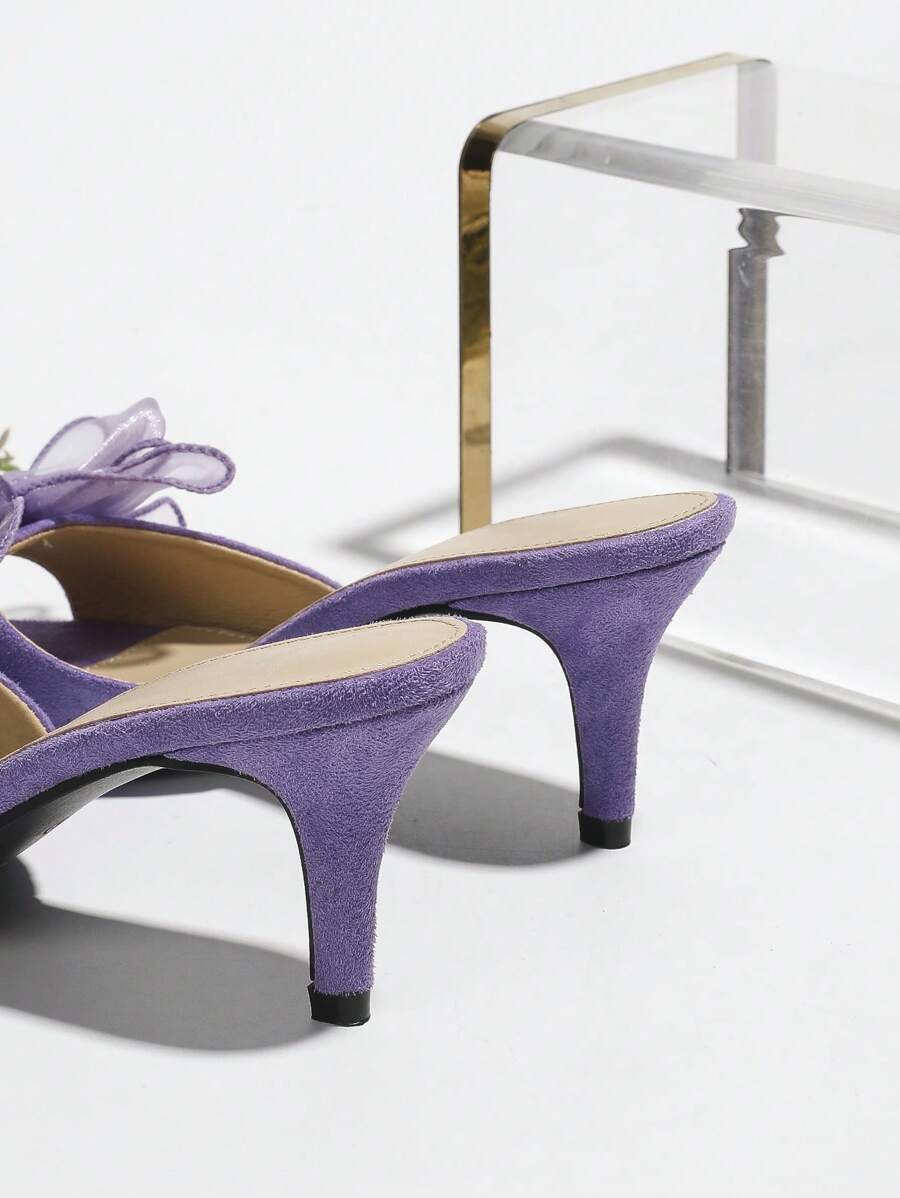 Women's Suede-Like Decal Decorated Peep Toe High Heel Sandals purple-3