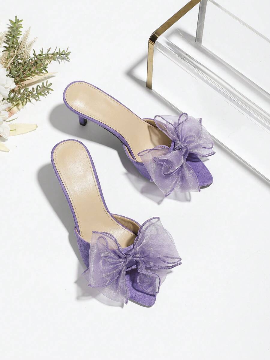 Women's Suede-Like Decal Decorated Peep Toe High Heel Sandals purple-4