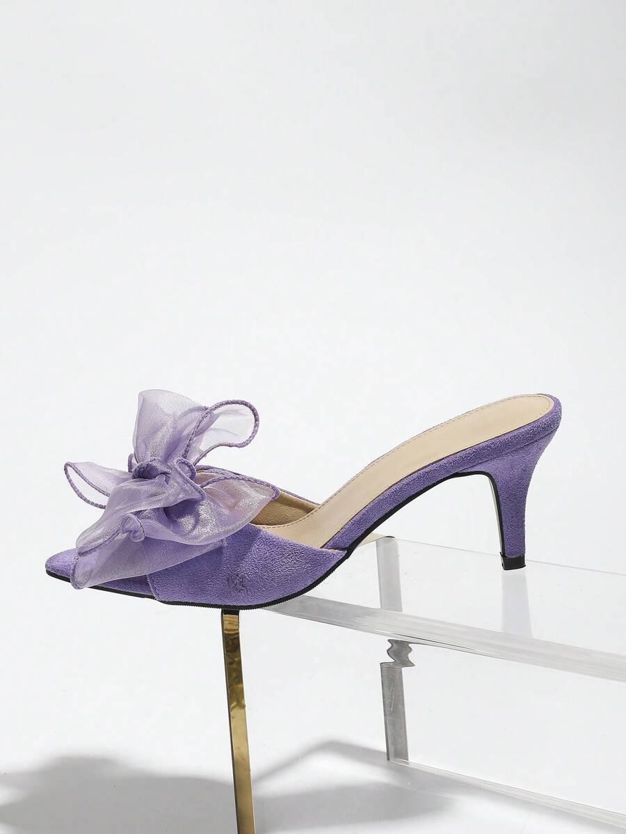 Women's Suede-Like Decal Decorated Peep Toe High Heel Sandals purple-5