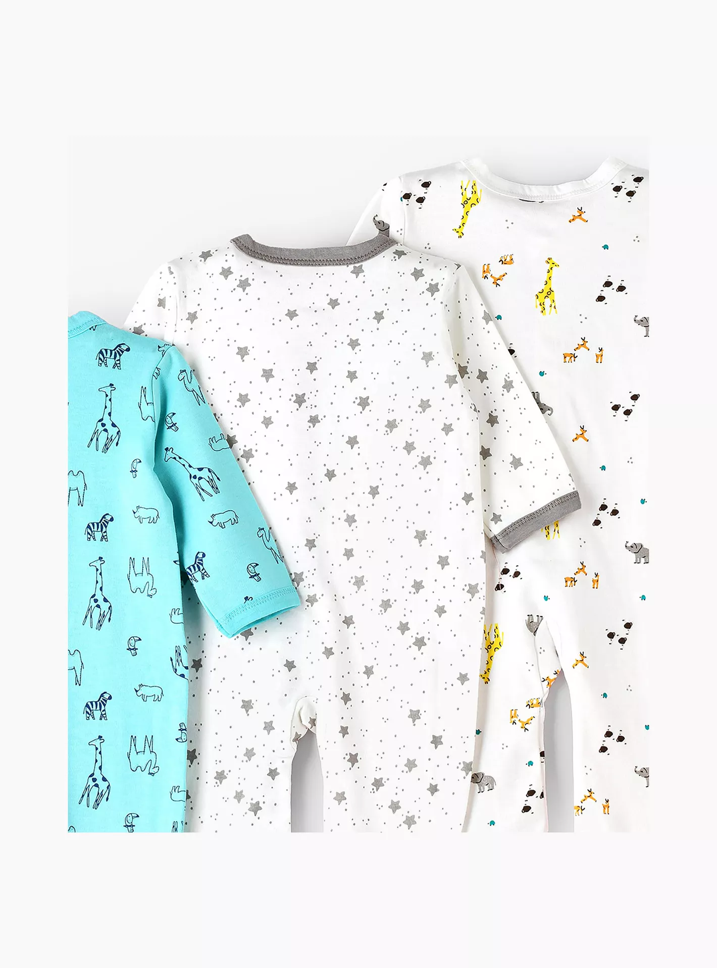 Babyqlo 3-Piece Safari Animal Adventure Printed Rompers-2