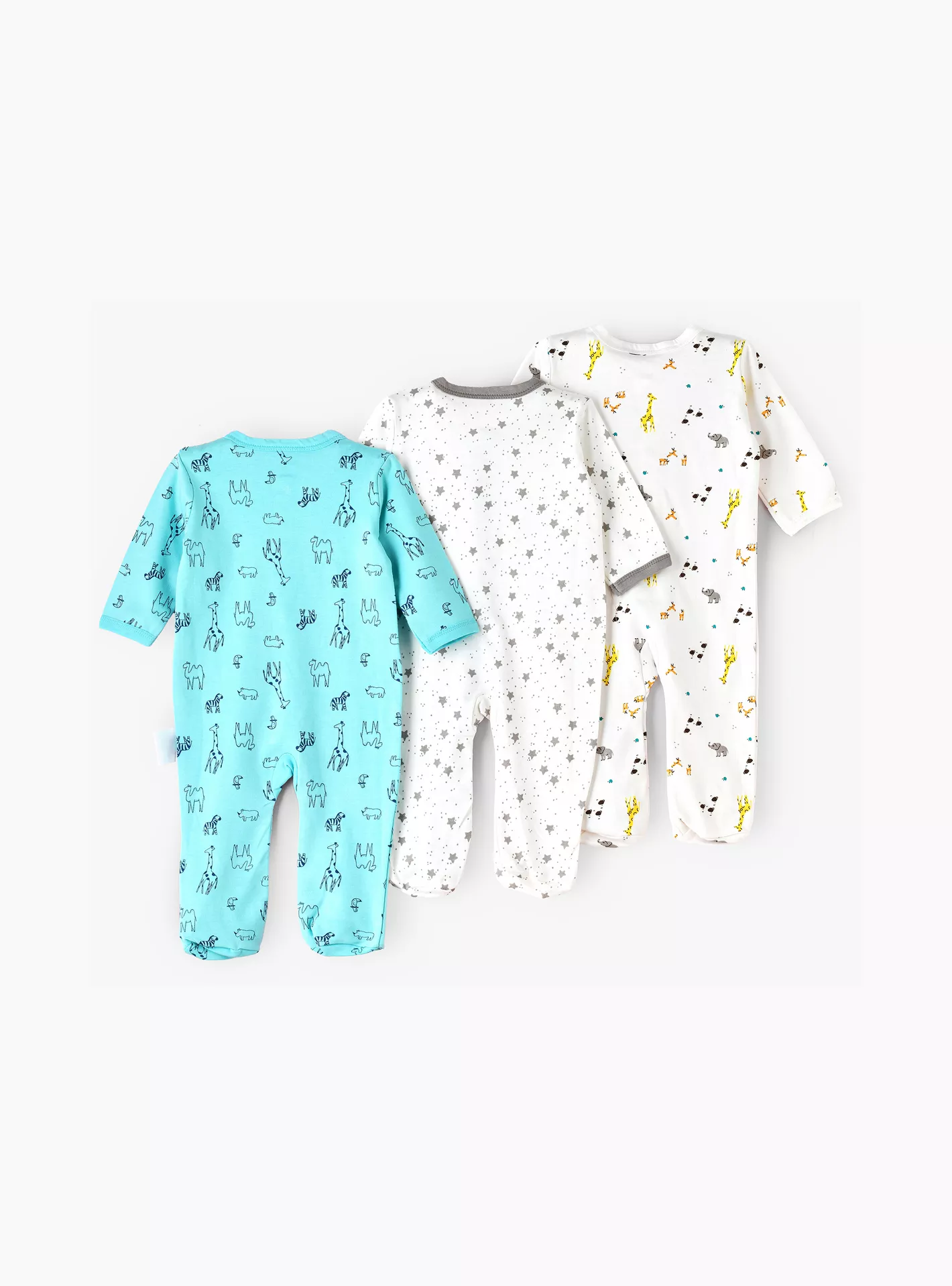 Babyqlo 3-Piece Safari Animal Adventure Printed Rompers-3