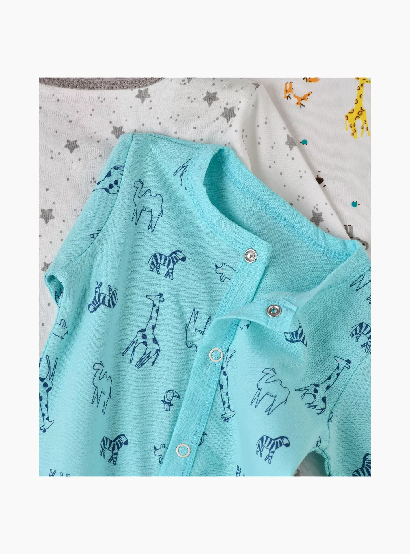 Babyqlo 3-Piece Safari Animal Adventure Printed Rompers-4