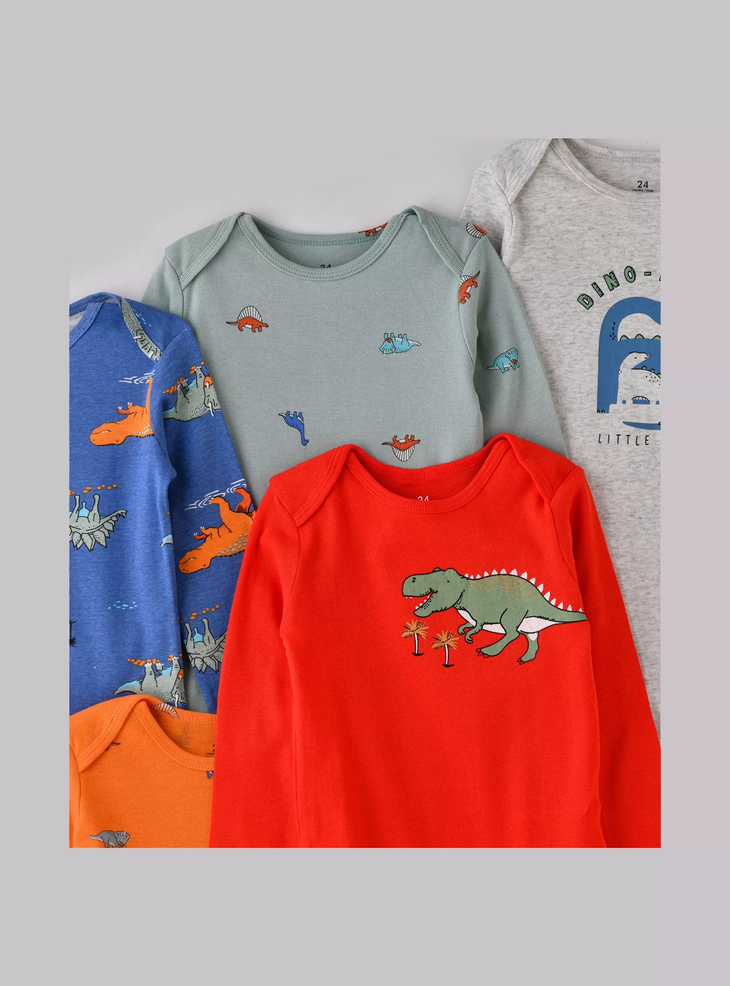 Babyqlo 5-Piece Dinosaur Adventure Printed Bodysuits-2