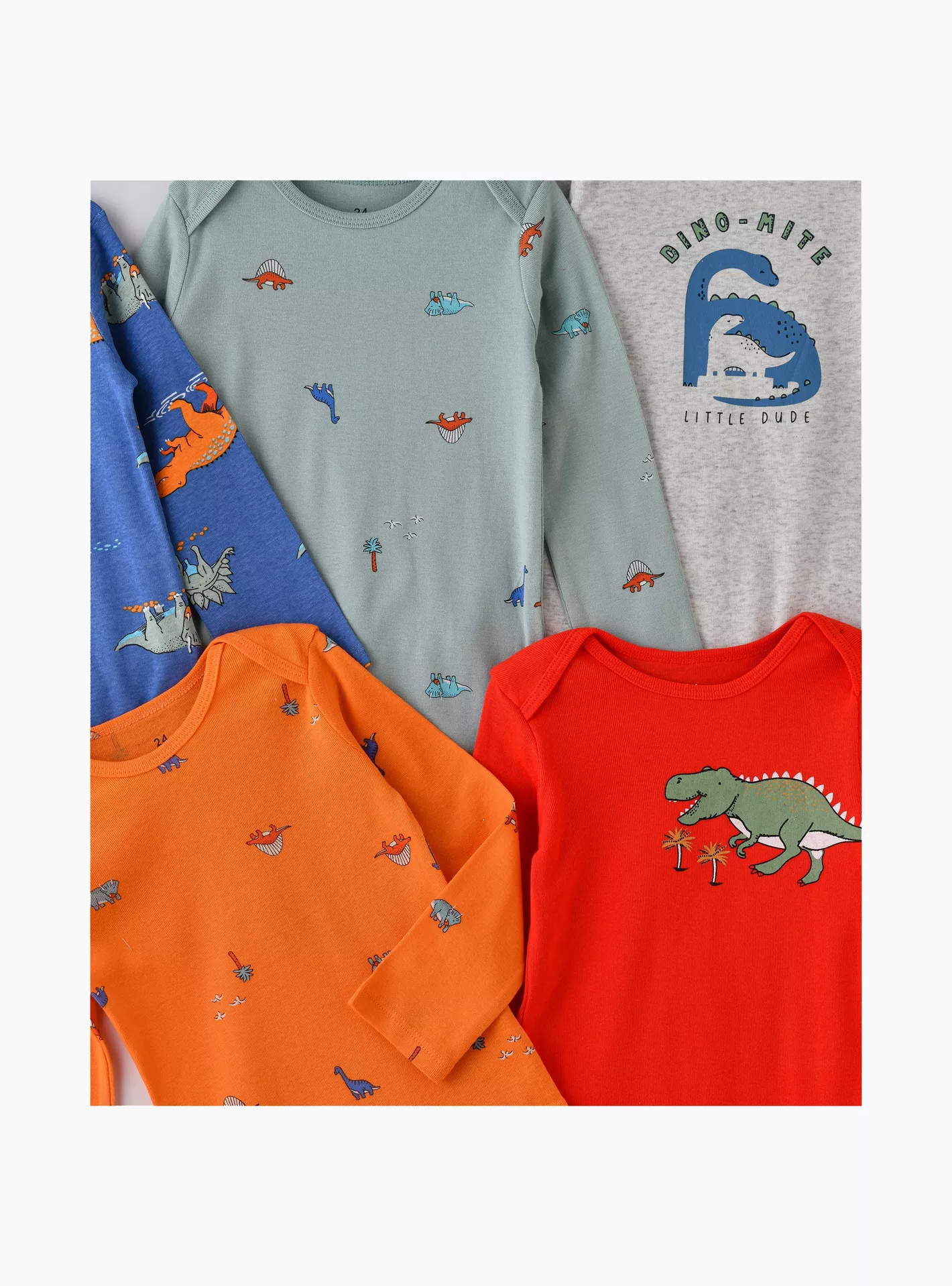 Babyqlo 5-Piece Dinosaur Adventure Printed Bodysuits-3